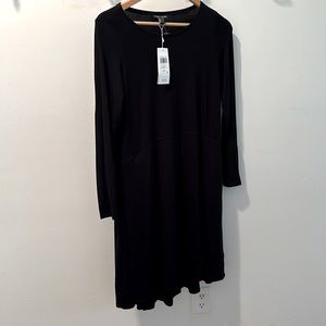 Eileen Fisher black ballet neck K/L lightweight jersey dress